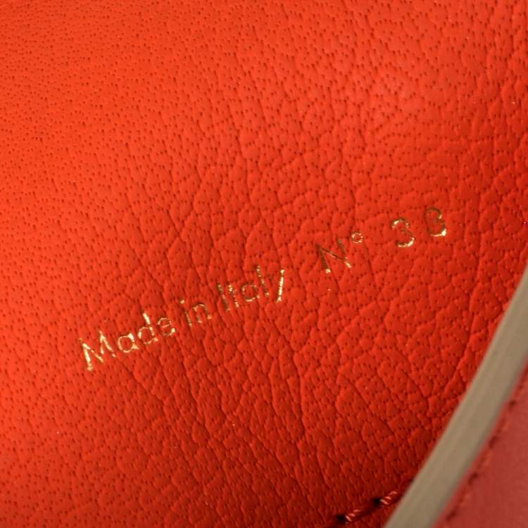 Pre Owned Victoria Beckham Coral Orange Leather Zipped Flap Shoulder Bag