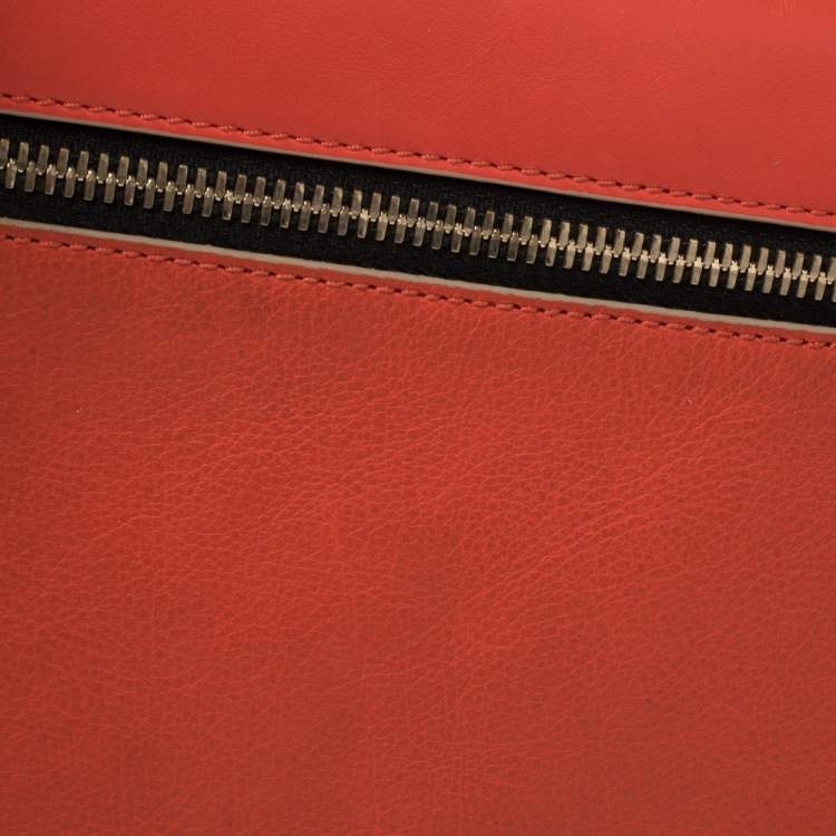 Pre Owned Victoria Beckham Coral Orange Leather Zipped Flap Shoulder Bag