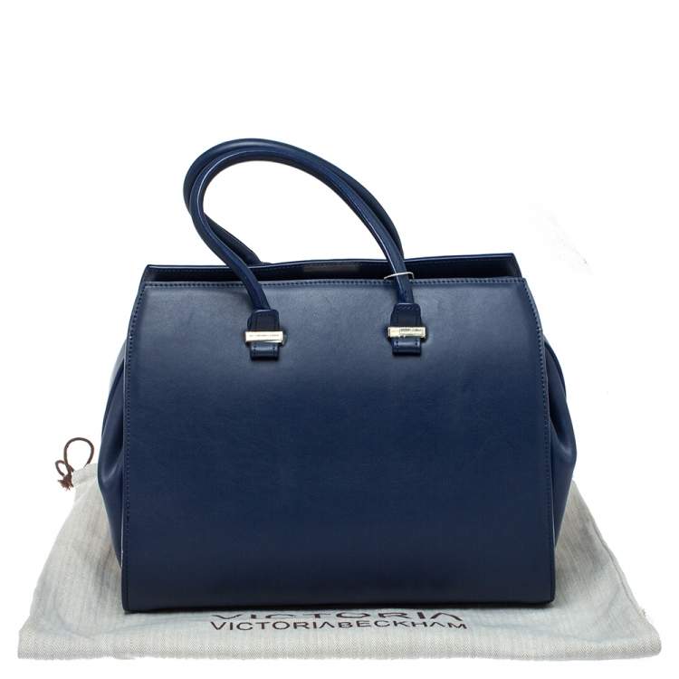 Pre Owned Victoria Beckham Navy Blue Leather Liberty Satchel