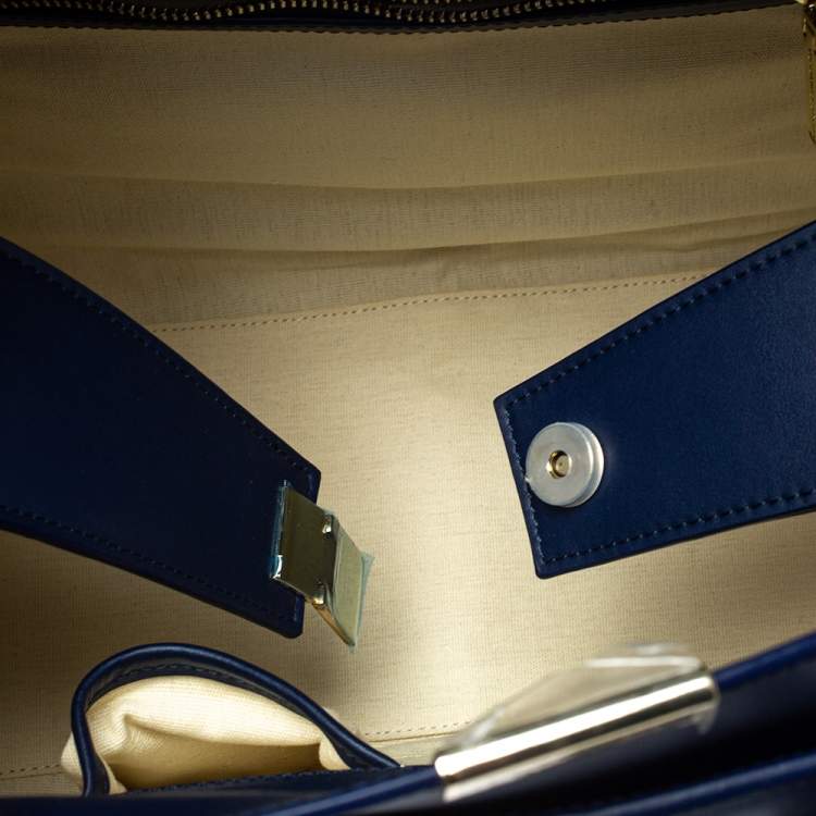 Pre Owned Victoria Beckham Navy Blue Leather Liberty Satchel
