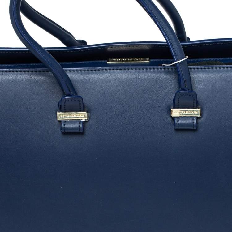Pre Owned Victoria Beckham Navy Blue Leather Liberty Satchel