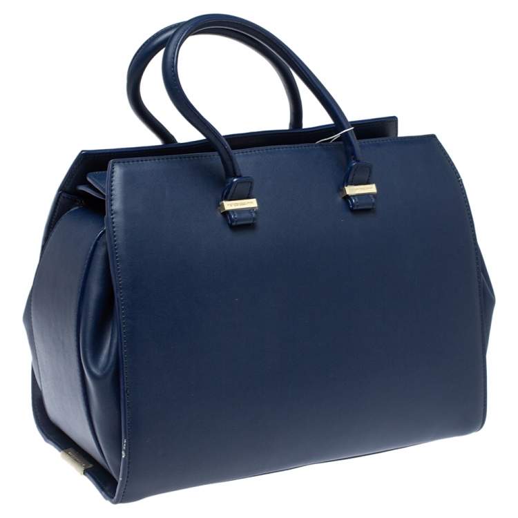 Pre Owned Victoria Beckham Navy Blue Leather Liberty Satchel