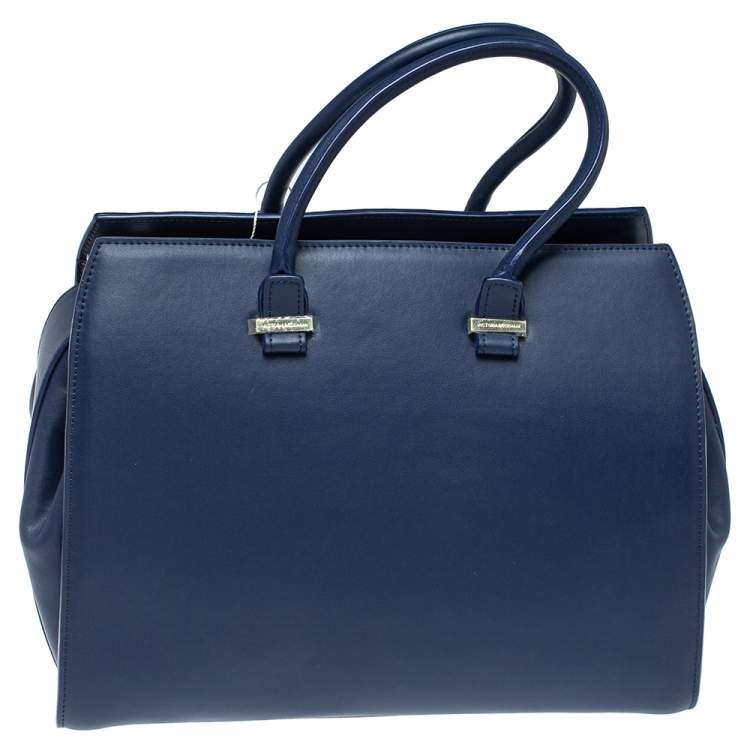 Pre Owned Victoria Beckham Navy Blue Leather Liberty Satchel