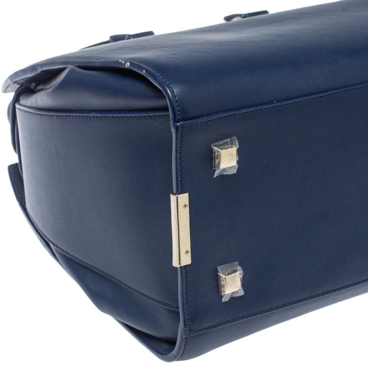 Pre Owned Victoria Beckham Navy Blue Leather Liberty Satchel