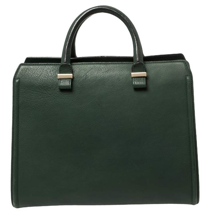 Pre Owned Victoria Beckham Green Leather Victoria Tote