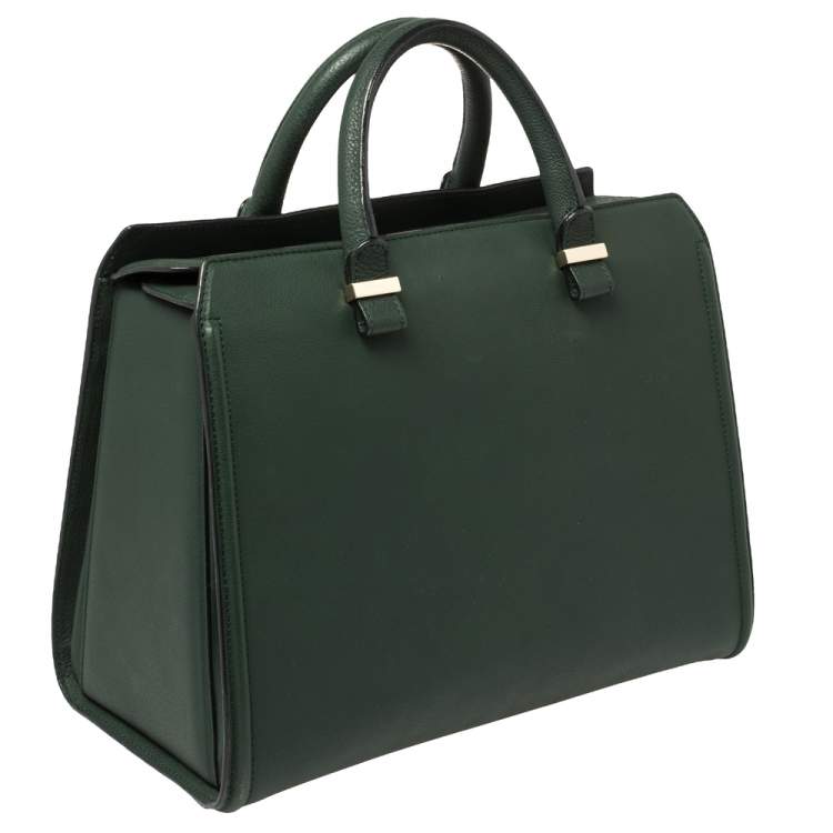 Pre Owned Victoria Beckham Green Leather Victoria Tote