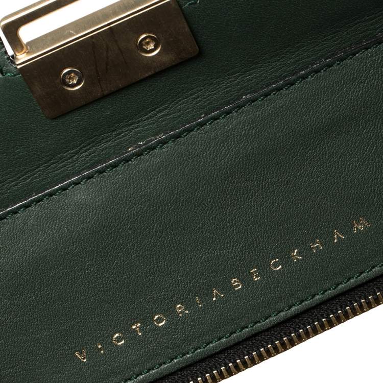 Pre Owned Victoria Beckham Green Leather Victoria Tote