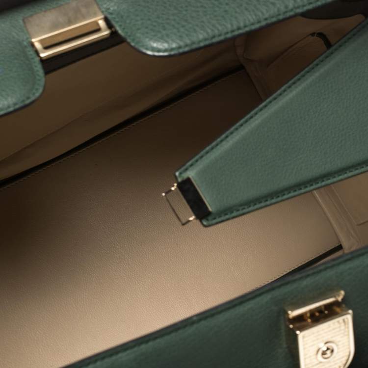 Pre Owned Victoria Beckham Green Leather Victoria Tote