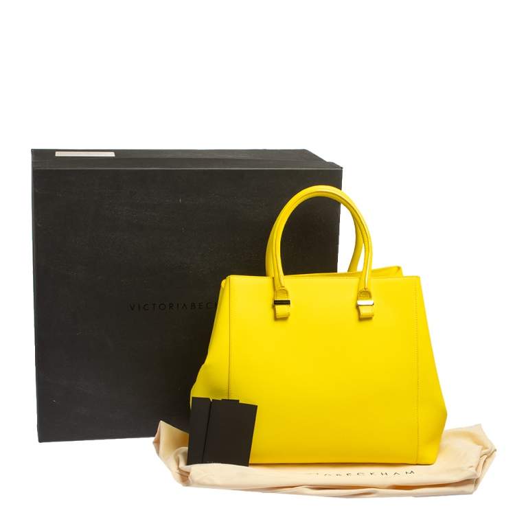 Pre Owned Victoria Beckham Yellow Grained Leather Quincy Tote