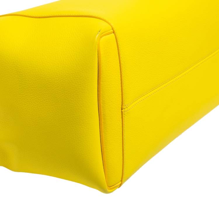 Pre Owned Victoria Beckham Yellow Grained Leather Quincy Tote