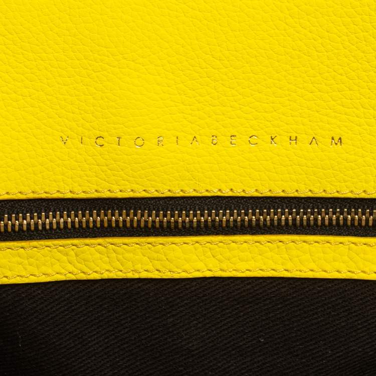 Pre Owned Victoria Beckham Yellow Grained Leather Quincy Tote
