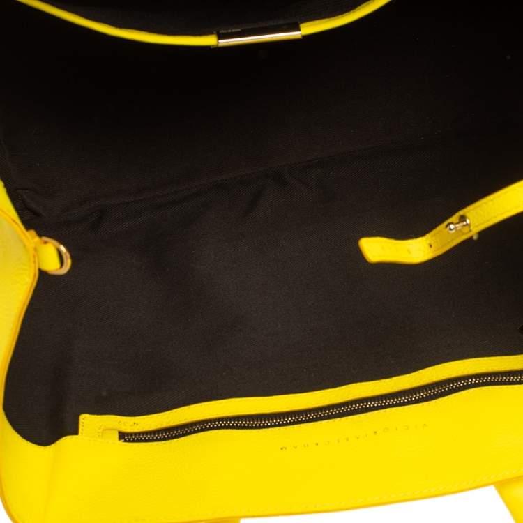 Pre Owned Victoria Beckham Yellow Grained Leather Quincy Tote