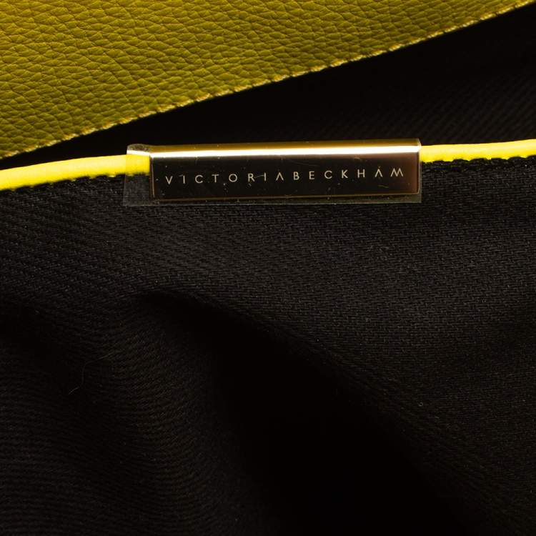 Pre Owned Victoria Beckham Yellow Grained Leather Quincy Tote
