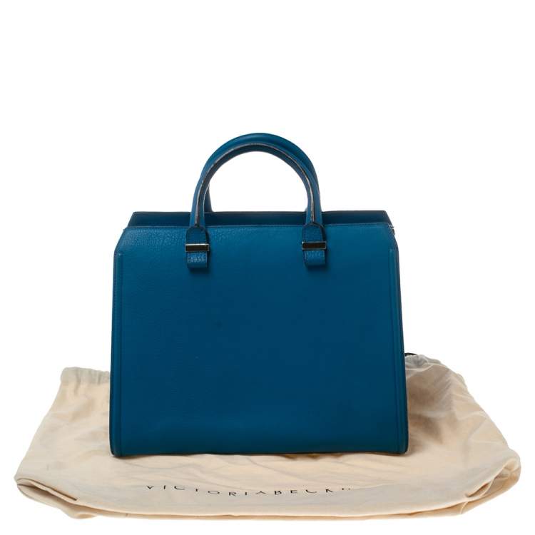Pre Owned Victoria Beckham Blue Leather Victoria Tote 