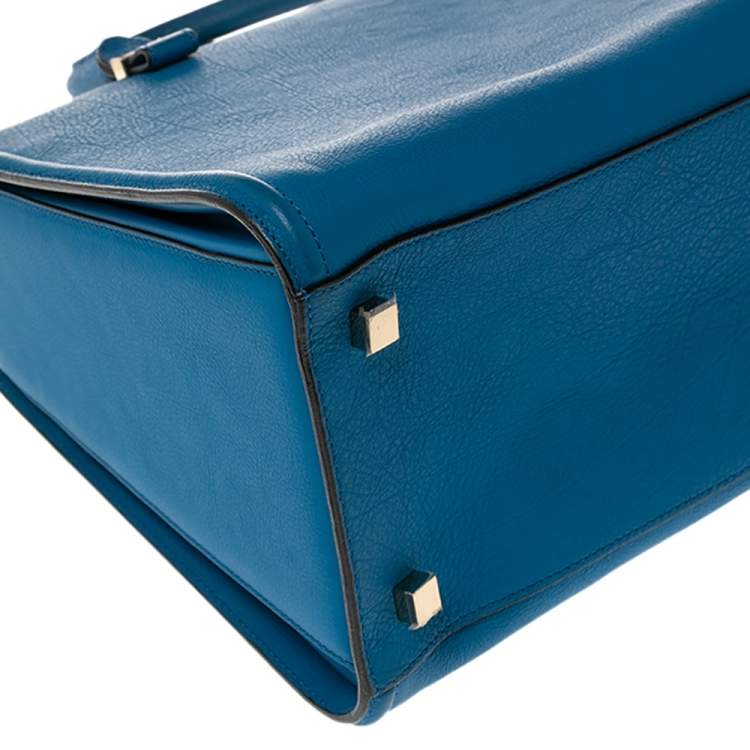 Pre Owned Victoria Beckham Blue Leather Victoria Tote 