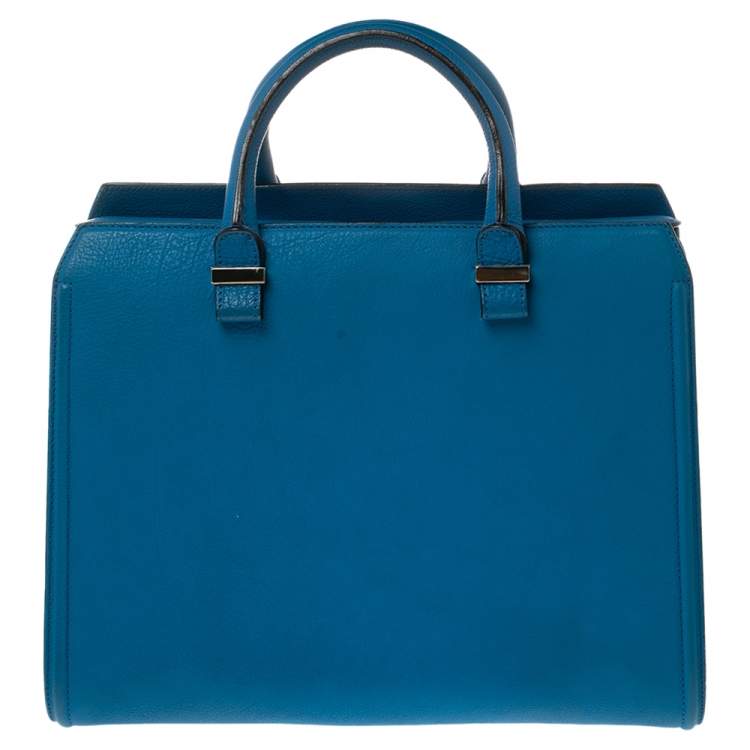 Pre Owned Victoria Beckham Blue Leather Victoria Tote 