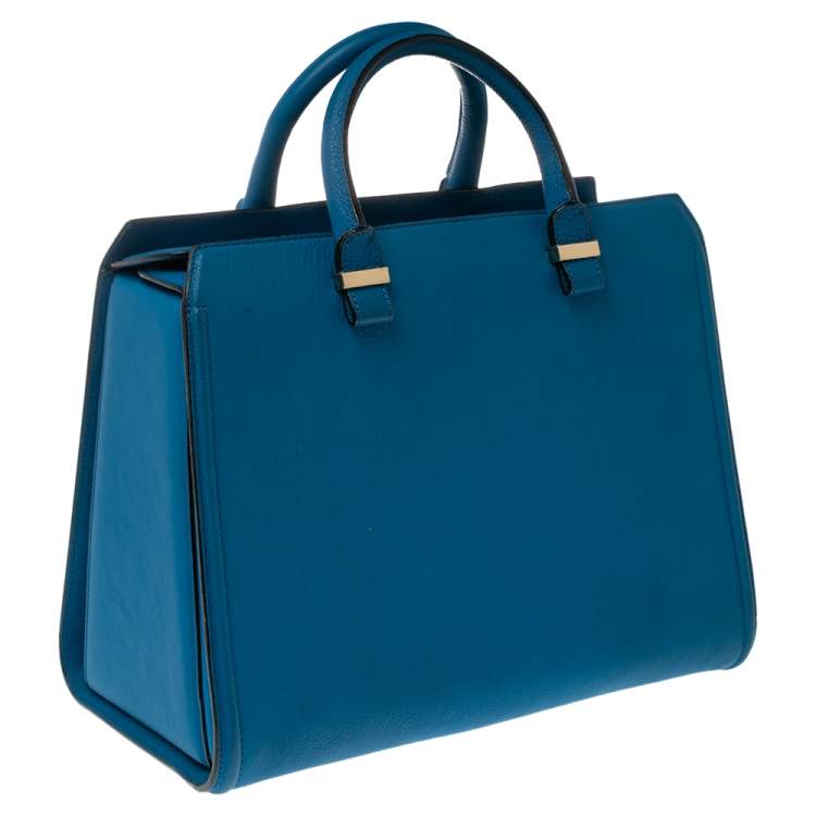 Pre Owned Victoria Beckham Blue Leather Victoria Tote 