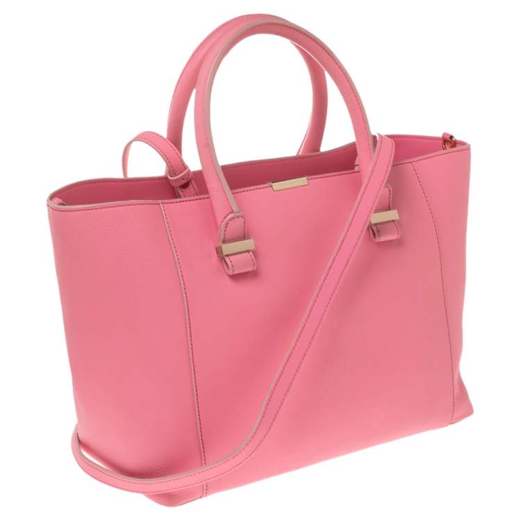 Pre Owned Victoria Beckham Candy Pink Leather Quincy Tote