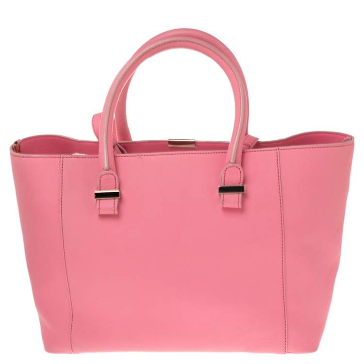Pre Owned Victoria Beckham Candy Pink Leather Quincy Tote