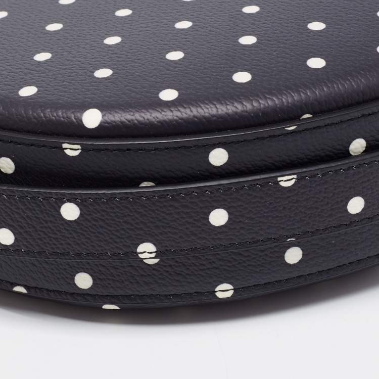 Pre Owned Victoria Beckham Black Polka Dots PVC Baby Half Moon Shoulder Bag