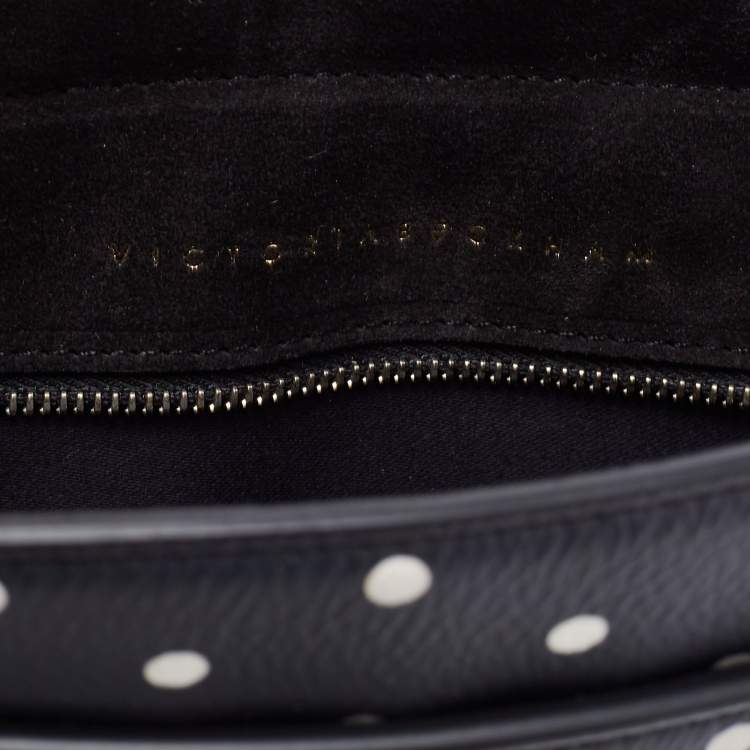 Pre Owned Victoria Beckham Black Polka Dots PVC Baby Half Moon Shoulder Bag