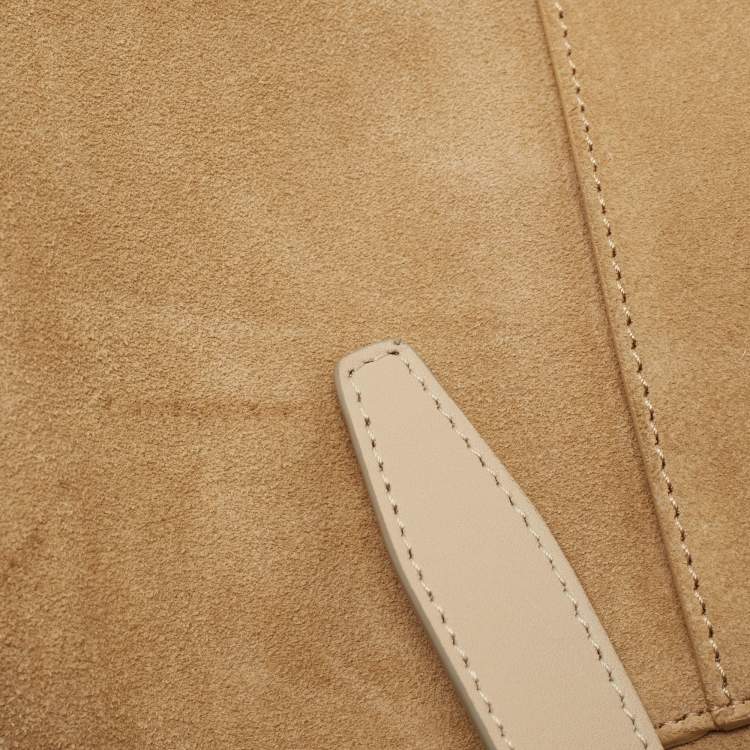 Pre Owned Victoria Beckham Beige Suede Flap Shoulder Bag