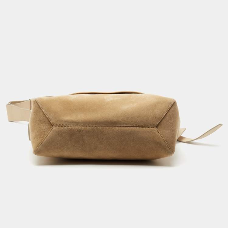 Pre Owned Victoria Beckham Beige Suede Flap Shoulder Bag