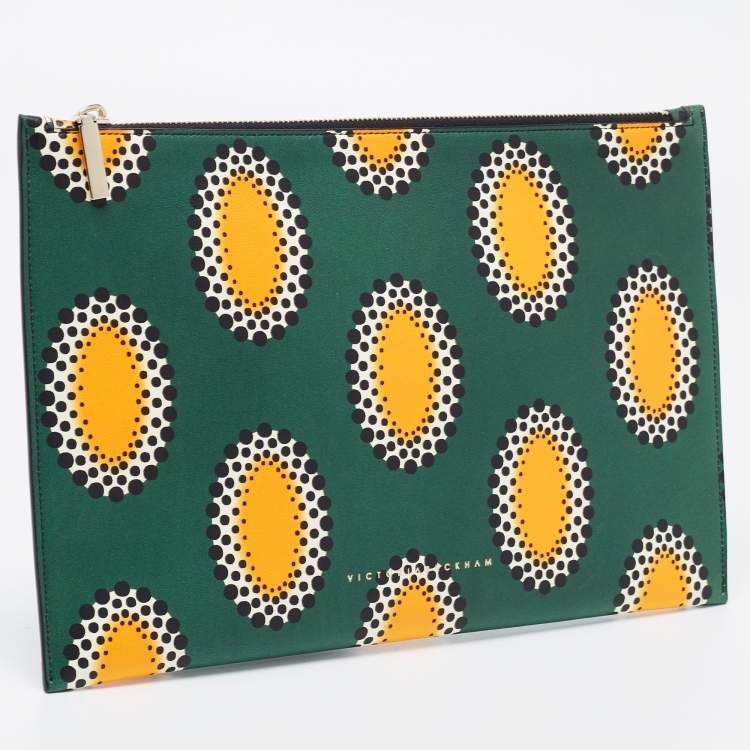 Pre Owned Victoria Beckham Multicolour Printed Leather Small Zip Pouch