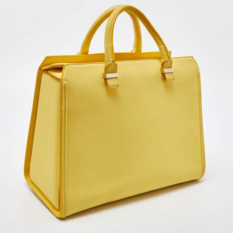 Pre Owned Victoria Beckham Yellow Leather Victoria Tote