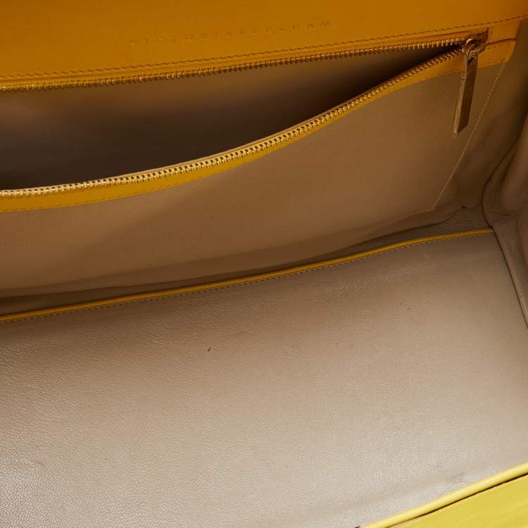 Pre Owned Victoria Beckham Yellow Leather Victoria Tote