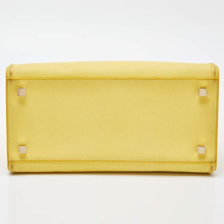 Pre Owned Victoria Beckham Yellow Leather Victoria Tote