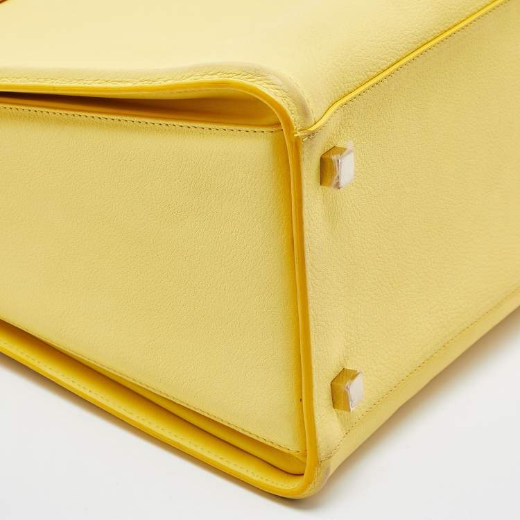 Pre Owned Victoria Beckham Yellow Leather Victoria Tote