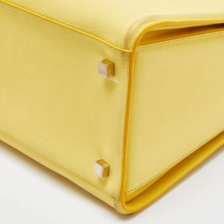 Pre Owned Victoria Beckham Yellow Leather Victoria Tote