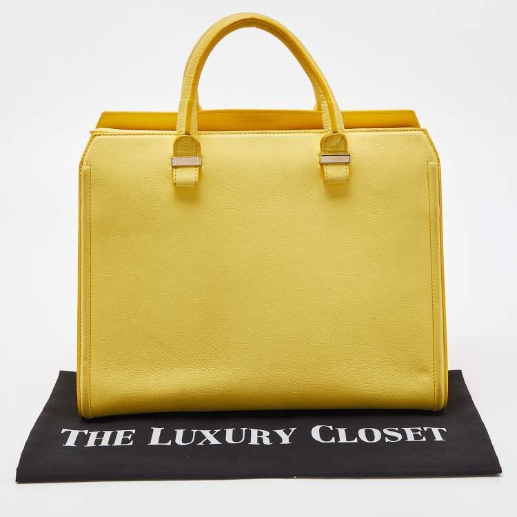 Pre Owned Victoria Beckham Yellow Leather Victoria Tote