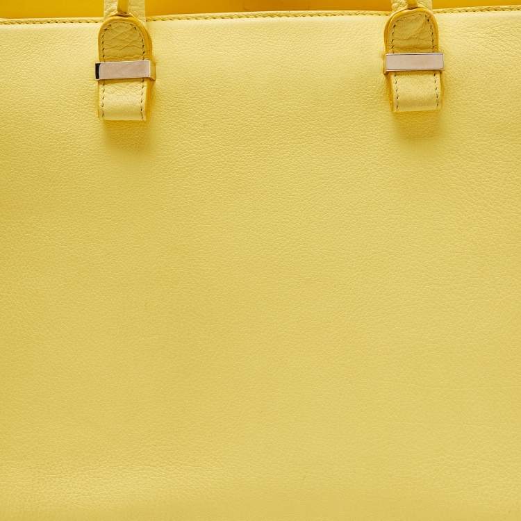 Pre Owned Victoria Beckham Yellow Leather Victoria Tote