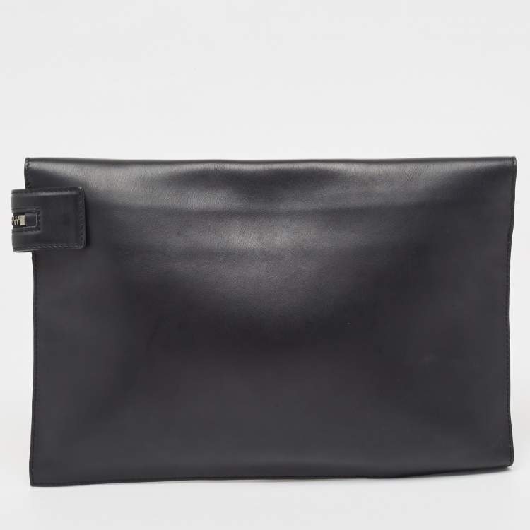 Pre Owned Victoria Beckham Brown/Black Leopard Print Calf Hair and Leather Zip Pouch