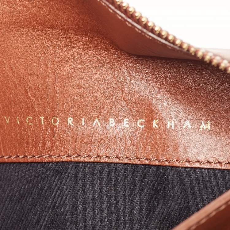 Pre Owned Victoria Beckham Tan/Acid Yellow Leather Small Zip Pouch