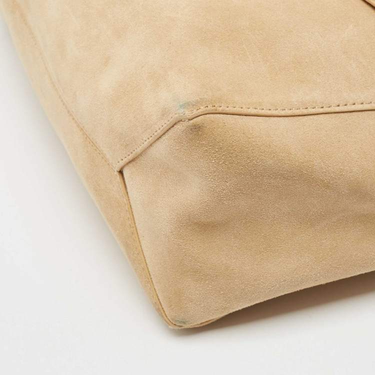 Pre Owned Victoria Beckham Beige Suede Flap Shoulder Bag