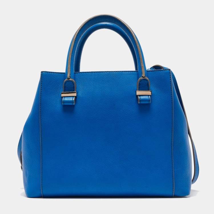 Pre Owned Victoria Beckham Blue Leather Quincy Tote