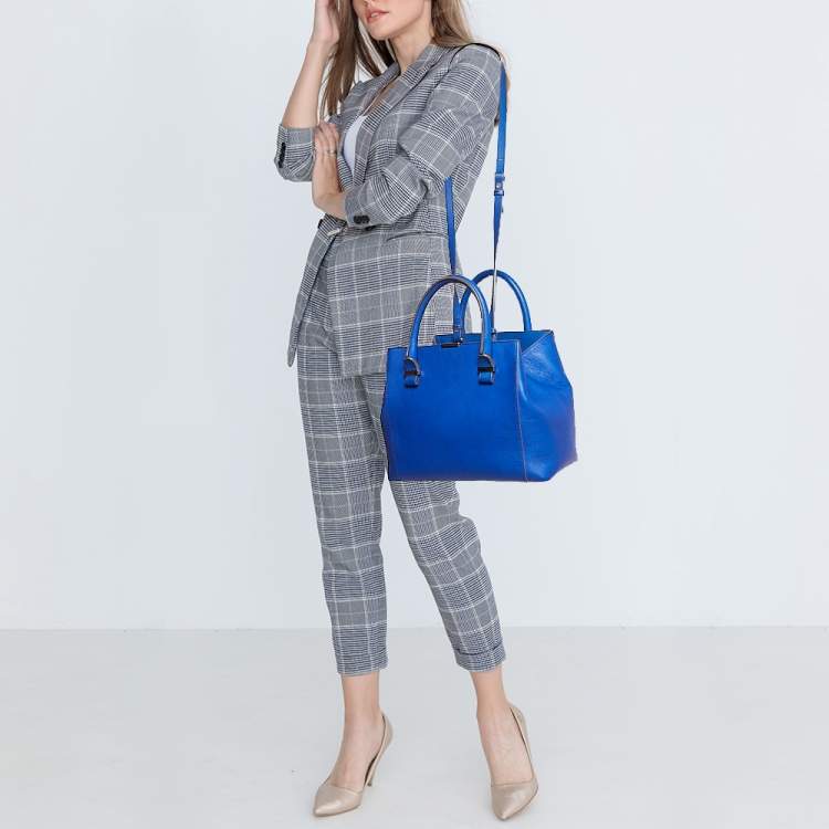 Pre Owned Victoria Beckham Blue Leather Quincy Tote