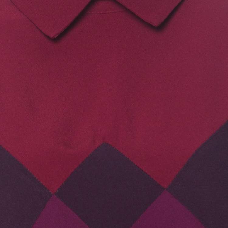 مملوكة مسبقًا Victoria Victoria Beckham Multicolor Crepe Colorblock Harlequin Dress L