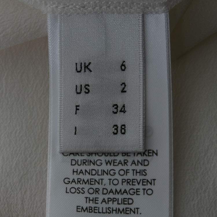 Pre Owned Victoria Victoria Beckham Off White Silk Embroidered Bow Camisole S