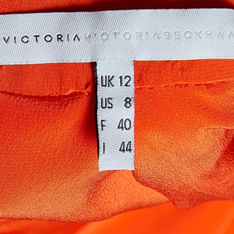 Pre Owned Victoria Victoria Beckham Orange Silk Elastic Waist Detail Mini Dress M