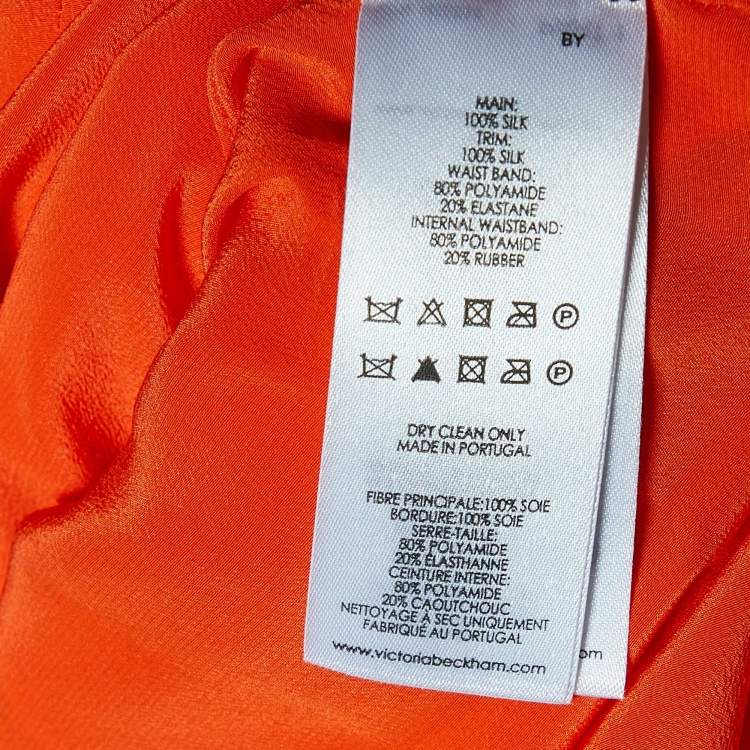 Pre Owned Victoria Victoria Beckham Orange Silk Elastic Waist Detail Mini Dress M