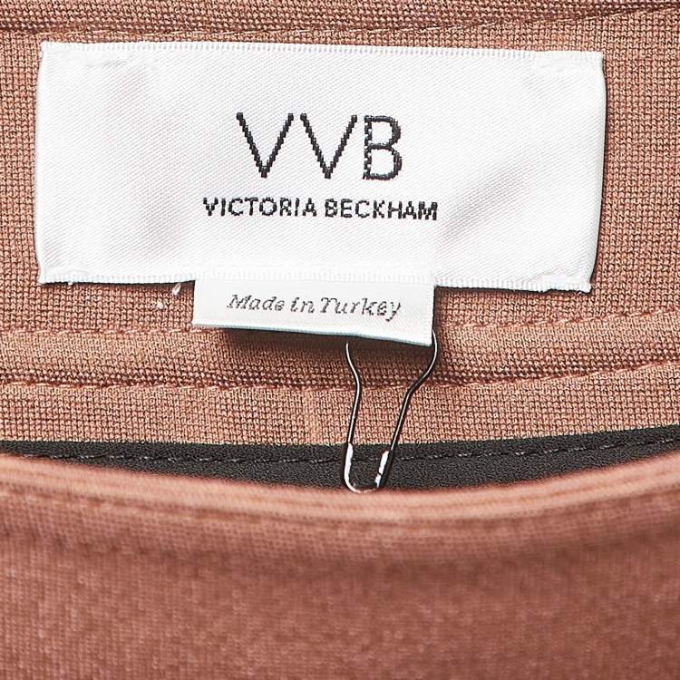 Pre Owned Victoria Victoria Beckham Brown Stretch Knit Flared Trousers M