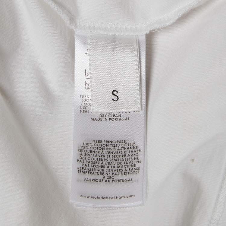 Pre Owned Victoria Victoria Beckham White Smile Textured Print Cotton T-Shirt S