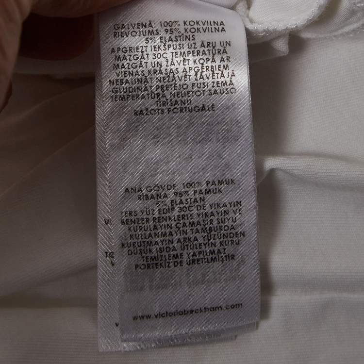 Pre Owned Victoria Victoria Beckham White Smile Textured Print Cotton T-Shirt S