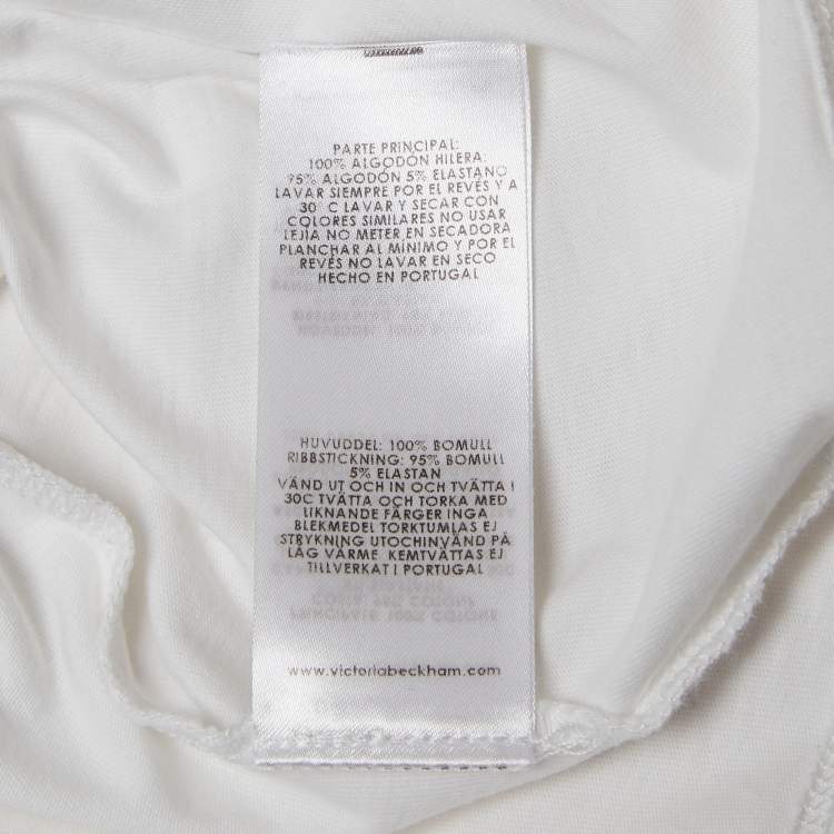 Pre Owned Victoria Victoria Beckham White Smile Textured Print Cotton T-Shirt S