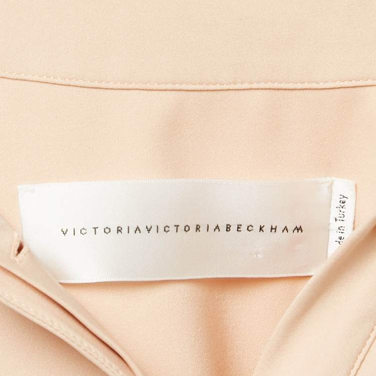 Pre Owned Victoria Victoria Beckham Orange Button Front Tie-Up Waist Short Dress M