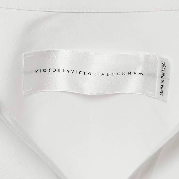 مملوكة مسبقًا Victoria Victoria Beckham White Cotton Poplin Shirt Dress M  
